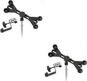 LyxPro 2 Pack Microphone Music Stand Mount Holder for Tablet iPhone Ipad Smartphone and Android Adjustable 360 Degree Swivel Tilt Support Arms 3 to 11.5 Inch with Extra Detachable Clip