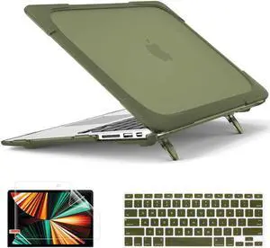 Mektron for MacBook Air 13 Case A1466 A1369, [Heavy Duty] [Dual Layer] Hard Case Cover with TPU PC Bumper for MacBook Air 13.3-inch (2010-2017) w/Keyboard Cover Screen Protector, Avocado Green