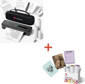 Phomemo [Upgrade M832 Inkless Printer & 3 Rolls Width Size 3.03inch Adhesive Thermal Paper & Case, Print Black on Green/Purple/Orange, Stored for 20 Years