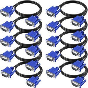 XiAyriky VGA Cable 10 Pack, Computer Monitor VGA Cord, VGA Male to Male Cord 1080P Full HD High Resolution for Monitor TV Computer Projector-6FT/1.83M