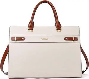 BROMEN Women Leather Briefcase 15.6 inch Vintage Laptop Tote Bag Business Work Shoulder Handbag