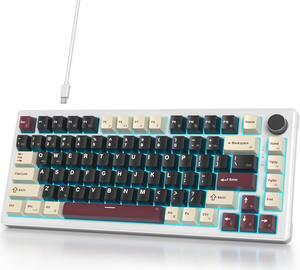 iTastatur 75% Wired Gaming Keyboard, Hot Swappable Gasket Mount, White Switch, 82 Keys TKL Mechanical Keyboard, NKRO Creamy for PC Laptop Windows Gamer