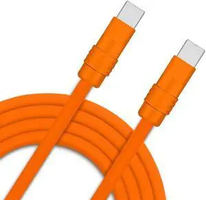 Chubby 2.0 240W USB C Cable Durable Fast Charging Cable Ultra-Thick Silicone Charger Cord Compatible with iPhone 15/16 Series, Samsung Galaxy, Orange+Orange, Type-C to Type-C, 16.4 FT