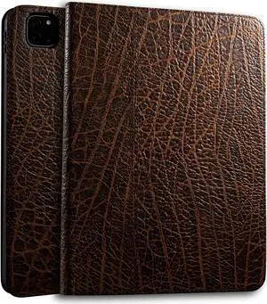 Gexmil Genuine Leather Case for iPad Pro 13 Inch M4 2024 with Adjustable Stand,Protective Shockproof Premium Leather Smart Folio Cover Auto Sleep/Wake Anti-Slip, Buffalo Brown