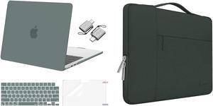 MOSISO Compatible with MacBook Air 13.6 inch Case 2022 Release A2681 M2, Polyester Multifunctional Sleeve Bag&Plastic Hard Case&Keyboard Cover&Screen Protector&Type C Adapter 2 Pack,Emerald Green