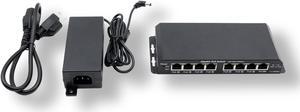 PoE Texas 8 Port Passive PoE Switch - 24v Passive Unmanaged Network Gigabit PoE Switch w/ 1 Uplink Port, Power 7 Devices, Includes 24 Volt 60 Watt Power Supply, for Ubiquiti & Mikrotik Devices