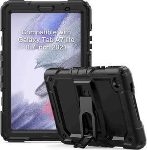 SaharaCase - Defense Series Case for Samsung Galaxy Tab A7 Lite (2021) [Shockproof Bumper] Rugged Full Screen Protection Integrated Kickstand Antislip Cover - Black