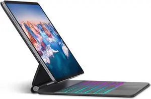 Touch Keyboard Case for iPad Air 11-inch (M2) 2024 & iPad Air 5th/4th 10.9" & iPad Pro 11 (4th/3rd/2nd/1st Gen), 7 Color Backlit with Trackpad & Magnetic Floating Cantilever Stand, Auto Sleep/Wake Up