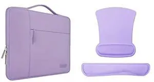 MOSISO Wrist Rest Support for Mouse Pad & Keyboard Set&Laptop Sleeve Compatible with MacBook Air/Pro, 13-13.3 inch Notebook, Polyester Multifunctional Briefcase Bag, Light Purple