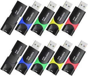 64GB USB 3.0 Flash Drive 10 Pack KOOTION USB 3.0 Thumb Drive Retractable 64G Zip Drive Ultra High Speed USB Stick Jump Drive Rugged Memory Stick with LED Indicator for Data Storage and Transfer