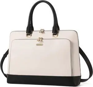 CLUCI Leather Briefcase for Women 15.6 Inch Laptop Business Work Slim Ladies Vintage Shoulder Bag Black-brown