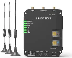 LINOVISION Industrial 4G LTE Cat4 Cellular Router with Wi-Fi, Enhanced Signal for Remote Sites, Dual SIM Slots, DTU Gateway for RS485 devcie, IoT Sensors, Solar Power Cameras, M2M, Vehicles