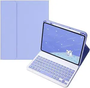 KMXDD Keyboard Case Compatible with iPad 9th/8th/7th Generation 10.2 inch 2021/2020/2019, iPad Air 10.5 inch 3rd Gen/iPad Pro 10.5-inch Case with Color Keyboard,Purple