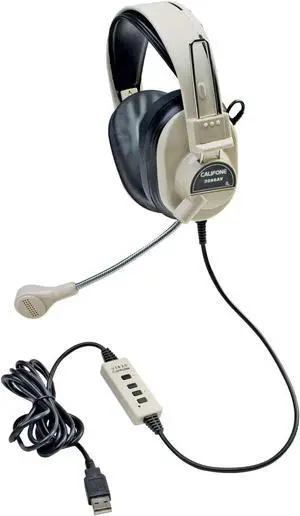 Califone CAF3066USB Deluxe Multimedia Stereo Headset with Boom Microphone with USB plug