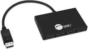 SIIG 4 Port DisplayPort to DisplayPort MST Hub 4K UHD - 1x4 DP to DP Muti Monitor Splitter - Multi-Stream Transport (MST) Technology - Ultra HD Up to 3840x2160 @30Hz (4K), Mirror, Extended, Video Wall
