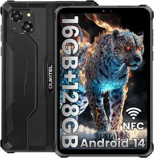 OUKITEL RT3 Pro Rugged Tablet- 8 Inch Tablets, 16GB+128GB/TF 1TB, 5150mAh Battery Android 14 Tablet, 16MP Camera, IP68/IP69K Waterproof, Octa-Core 4G Dual SIM/5G WiFi/Face ID/GPS/NFC, T-Mobile