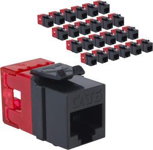 ICC CAT6 Keystone Jack for HD Style Wallplate or Patch Panel - RJ45 - UL Listed Ethernet Cable Connector - PoE++ Rated - Compatible with JackEasy Termination Tool - Black - 25-Pack