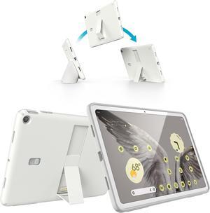 Speck Google Pixel Tablet 2023 Case and Stand - Full Back, Thin, Scratch Resistant, Drop Protection & Adjustable Kickstand - Works with Google Pixel Charging Speaker Dock - White & Silver StandyShell