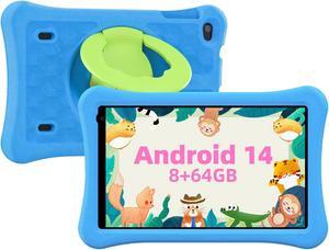AWOW Kids Tablet, 10 inch Android 14 Tablet for Kids, 8GB RAM 64GB ROM, Toddler Tablet with Bluetooth, WiFi, Parental Control, Dual Camera, GMS, Shockproof Case, Kids App Pre-Installed