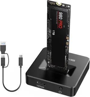 ACASIS NVME SSD Reader Adapter, Aluminium Alloy Housing Fast Heat Dissipation, NVME to USB Docking Station, M.2 SSD to USB Adapter 10Gbps, Support M.2 (M Key) NVMe SSD and (B+M Key) SATA-Based SSD