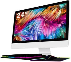 STGSivir All in One Desktop Computer 24" FHD Display, Intel Core i7 up to 3.9GHz, 16G Memory, 512G SSD, WiFi 5, Bluetooth, RGB Keyboard & Mouse & Mouse Pad, Webcam, Windows 11 Home
