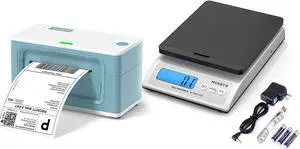 MUNBYN RealWriter 941 Shipping Label Printer 4x6 Label Printer for Shipping Packages+Shipping Scale, Accurate 66lb/0.1oz Postal Scale