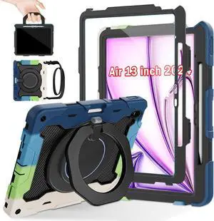 ROISKIN for iPad Air 13 Inch Case M2 2024 with HD Screen Protector & Shoulder Strap & Pen Holder [ 15FT Drop Protection] Heavy Duty Military Case for iPad Air 13 M2 - Rotating Stand for Kids