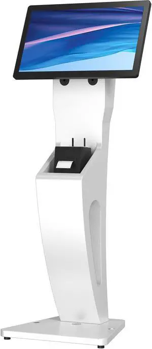 Sleek Floor Stand Kiosk for Monitors  CTA Sleek Floor Kiosk Stand with Printer Slot for Monitors 15" to 32" up to 60lbs - for Check-in Stations & POS Stations & More - White (ADD-LDSLEEKW)