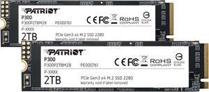 Patriot P300 2TB Internal SSD 2 Pack - NVMe PCIe Gen 3x4 - M.2 2280 - Solid State Drive - P300P2TBM282