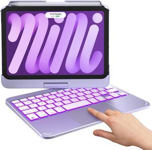 typecase Keyboard Case for iPad Mini 7 (2024) & Mini 6 (2021) - Wireless Case with Keyboard for iPad Mini 7th 6th Generation 8.3" - 10 Colors Backlit Keyboard Cover with Trackpad - Light Purple
