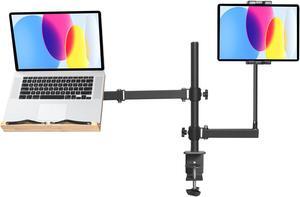 wishacc Laptop Stand clamp Mount with Gooseneck Tablet Holder Mount, Height Adjustable Book Stand Holder for Reading,Desktop Holder for Music Scores, Recipe, Tablet, Laptop,Textbook