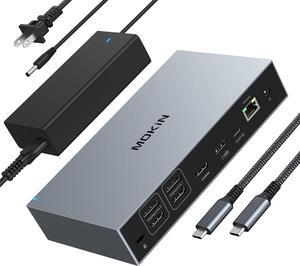 Displaylink Docking Station 3 Monitors USBC Laptop Dock Dual Triple Display with 3 HDMI, 2 DP, DC Power, USB A&C for MacBook M1 M2 M3/Dell/HP/Lenovo