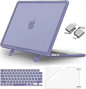 MOSISO Compatible with MacBook Air 13 inch Case 2025 2024 2023 2022 M4 A3240 M3 A3113 M2 A2681, Heavy Duty Hard Case with Kickstand&Keyboard Cover&Screen Film&Type C for MacBook Air 13.6,Lavender Gray