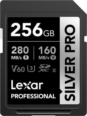Lexar 256GB Professional SILVER PRO SDXC Memory Card, UHS-II, C10, U3, V60, Full-HD & 4K Video, Up To 280MB/s Read, for Professional Photographer, Videographer, Enthusiast (LSDSIPR256G-BNNNU)
