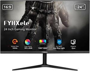 FYHXele Gaming Monitor, Computer Monitor 24 Inch 165Hz, Support 144Hz 1ms IPS 1920x1080P, 2xHDMI 1xDP, Built-in Speakers, Adaptive Sync, VESA