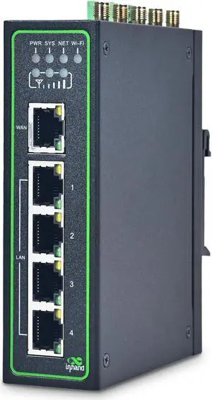 InHand Networks IR315, Industrial IoT 4G LTE VPN Router, 300Mbps Cellular + Wi-Fi, Dual SIM Slots,5 Ethernet Port, Din-Rail Mounted, Support AT&T, T-Mobile & Verizon (LTE CAT 6 & Serial Port & GNSS)