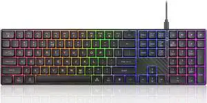 Perixx PERIBOARD-329 Wired USB Backlit Keyboard, Big Print Letter with 7-Color Illuminated LED, X Type High Scissor Keys, Black, US English Layout (11663)