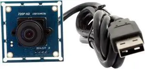 ELP 1mp HD Fisheye USB Camera Module with 170degree Wide Angle Lens for Computer 720P Mini USB2.0 UVC Video Embedded Webcam Board 1/4 OV9712 PC Camera for Laptop, Raspberry Pi, Jetson Nano
