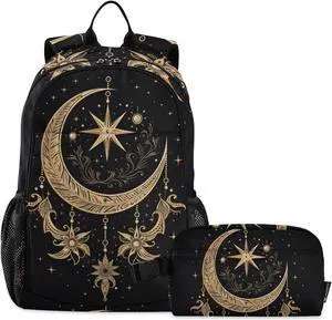 ALAZA Cresent Moon Dreamcatcher Witchy Backpack and Lunch Bag Set Back Pack Bookbag Cooler Case Kits