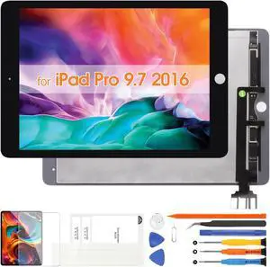 Screen Replacement for iPad Pro 9.7 2016 Display LCD A1673 A1674 A1675 Screen Glass Touch Digitizer Assembly with Repair Kit(Black)