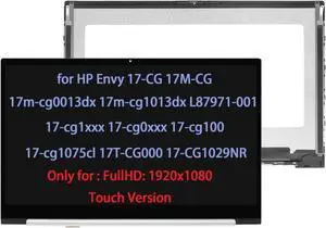 L87971-001 Touch Screen Replacement for HP Envy 17-CG 17M-CG 17m-cg0013dx 17m-cg1013dx 17-cg1xxx 17-cg0xxx 17-cg100 17-cg1075cl 17T-CG000 17-CG1029NR LCD Screen Display (Not for Touchless Version)