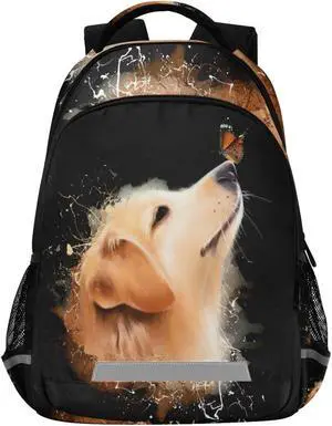 Watercolor Golden Retriever Dog with Butterfly Animal Backpacks Travel Laptop Daypack School Book Bag for Men Women Teens Kids