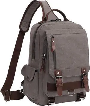 BASICPOWER Messenger Bag Canvas Sling Crossbody Backpack Laptop Casual Travel for Men Women