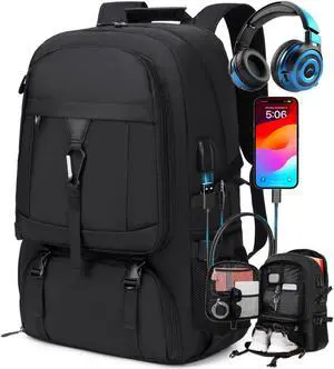 Banlole 17.3 Inch gym backpack with shoe compartment,50L Multiple Compartments Backpacks, Airline Approved Carry on Travel Daypack Anti Theft with USB Charging Port,for Men Women Travel Work Business