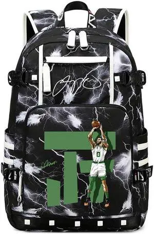 buluuoor Basketball Player Tatu-m 0 Student Backpack Men's and Women's Laptop Backpack Ultralight Travel Backpack Schoolbag (Black and White1)