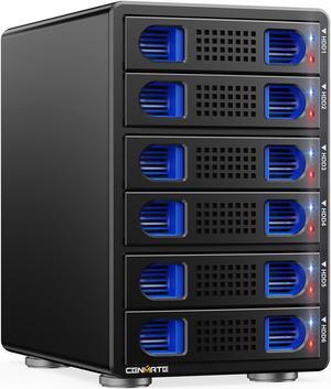 CENMATE 6 Bay Hard Drive Enclosure with Cooling Fan for 2.5"/3.5" SATA HDD/SSD with USB A/C 3.2 Gen 2, Support Hot Swappable, Daisy Chain Expansion, Tool-Free HDD Enclosure, DAS(NO RAID/NAS)