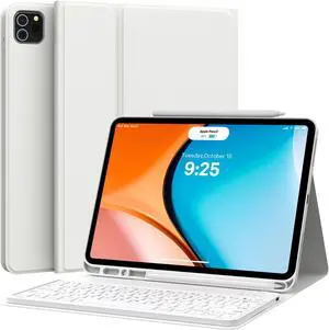 CHESONA for iPad Pro 12.9 inch Case with Keyboard, Keyboard Case for iPad Pro 12.9 inch 6th/5th/4th/3rd Generation - Wireless Detachable - with Pencil Holder for iPad Pro 12.9 2022, White