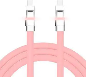 chubbycable Neon Chubby - Fast Charge Cable with Smart Light RGB Color Gradual Light Up LED USB Charging Cable, Pink, Type-C to Type-C, 9.8 FT