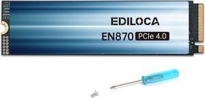 Ediloca EN870 SSD 1TB PCIe Gen4, Up to 7300MB/s, 3D TLC NAND Flash, NVMe M.2 2280, Dynamic SLC Cache, Internal Solid State Drive, Compatible with PS5 and PC
