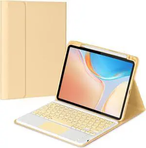 Eisuiyi Keyboard Case for iPad 10th gen 10.9inch 2022/ iPad (A16) 11th gen 11inch 2025, Detachable Touchpad BT Keyboard, Magentic Protective Cover with Pencil Holder, Full Protection, Yellow